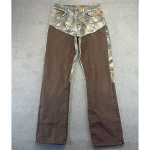 Wrangler Pro Gear Brush Pants Men's 32x34 Camo Denim Canvas Double Knee Patched